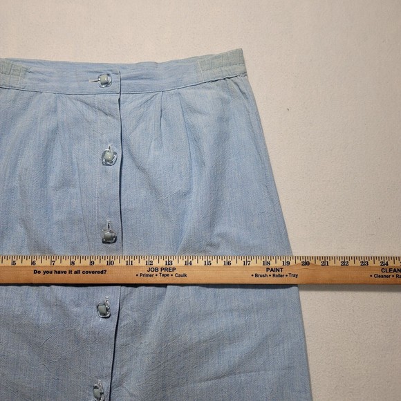 Vintage Chambray A-Line Skirt WATER WATER EVERY WEAR Miami USA Button Front - Picture 8 of 10
